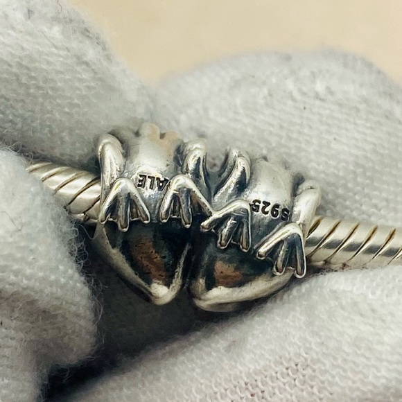 EUC Pandora 791189 Sterling Silver Swan Embrace Animal Charm w/ 14k Gold Crown - Picture 9 of 10